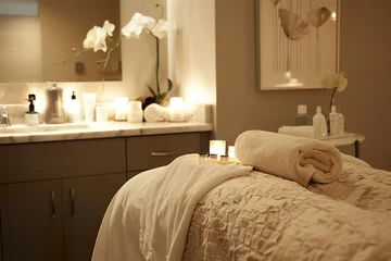 Photo sur Aluminium brossé Salon de massage Image of Massage Parlor in Warm and Welcoming Spa Atmosphere