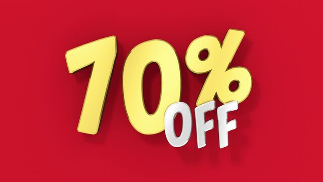 Dynamic 70 percent sale on red background. Golden tag 70% Off Sale Discount loop animation.
Discount percent off sale animation loop. Dynamic promotion marketing campaign background for advertising.