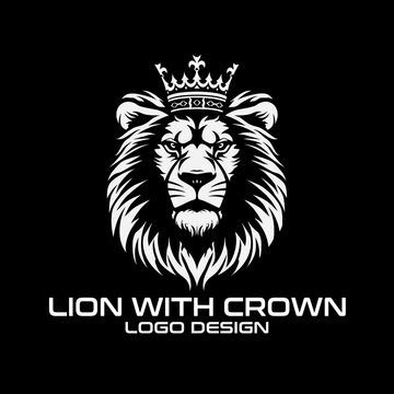 Lion With Crown Vector Logo Design