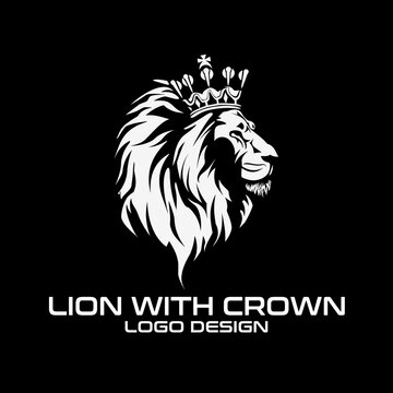 Lion With Crown Vector Logo Design