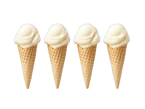 vanilla ice cream in a cown isolated on transparent background, transparency image, removed background