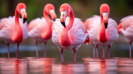 Graceful flamingos forming a symmetrical pattern