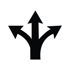 Three arrows symbol pointing in different directions. Choice icon, the way concept. Vector icon. Vector illustration. Eps file 167.