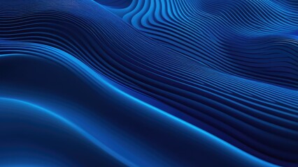 Elegant abstract striped pattern featuring 3D wavy lines, set against a blue background, stripes conveying a sense of depth and movement, digital render, ultra fine detail, volumetric lighting