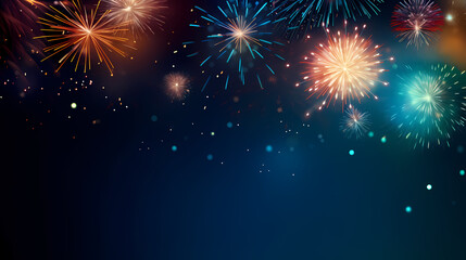 Naklejka premium Beautiful creative holiday background with fireworks and sparkles