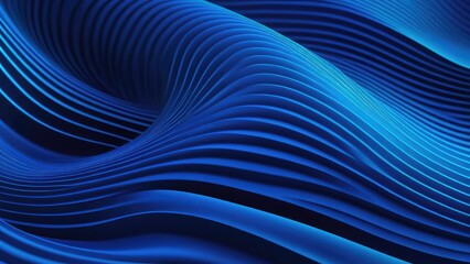 Elegant abstract striped pattern featuring 3D wavy lines, set against a blue background, stripes conveying a sense of depth and movement, digital render, ultra fine detail, volumetric lighting