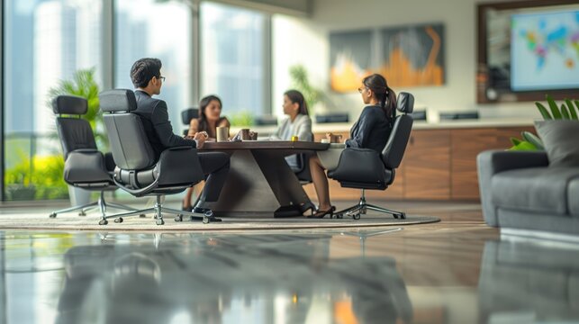 specialized project management consultant professionals sitting at a table.