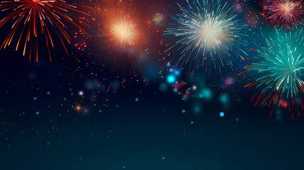 Fototapeta premium Beautiful creative holiday background with fireworks and sparkles