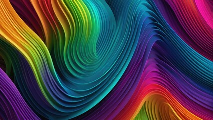 Elegant abstract striped pattern, 3D wavy lines crisscrossing, vibrant spectrum of colors as background, depth illusion, seamless flow, high-definition, ultra realistic, volumetric lightning