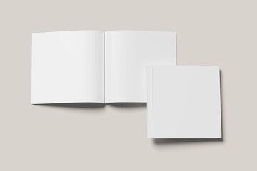 blank Square Book Magznie Mockup white