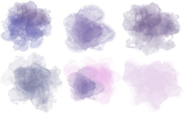 Abstract watercolor blot painted background. Vector isolated illustration. Set blue indigo, lavender periwinkle 