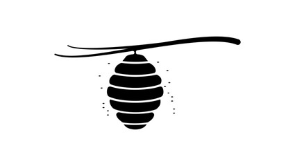 Hive with bees , black isolated silhouette 