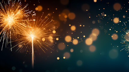 Fototapeta premium Beautiful creative holiday background with fireworks and sparkles