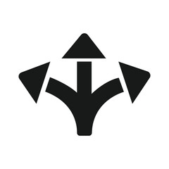 Arrow way or three-way icon. Three arrow and road direction. Triple arrow. Three-way direction arrow icon vector. Vector illustration. Eps file 172.