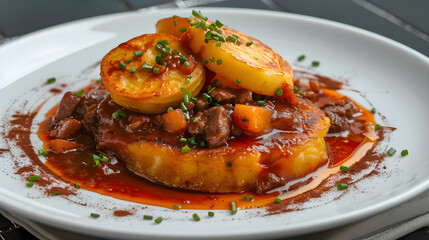 Savory beef stew with potato and herbs
