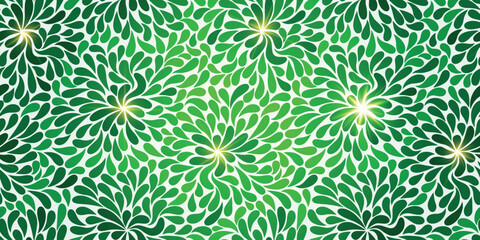 Vector hand drawn seamless pattern with green vintage paisley  and gold stars