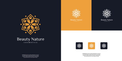 Floral ornament logo. Abstract beauty flower or beauty nature logo design inspiration.
