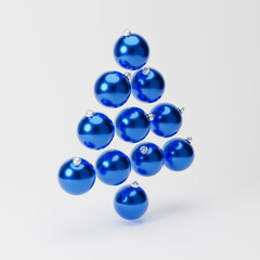 Christmas balls isolated over white background. Christmas concept. 3D rendering.