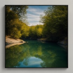 "River Surrealism: High-Res Minimalist Landscape"
