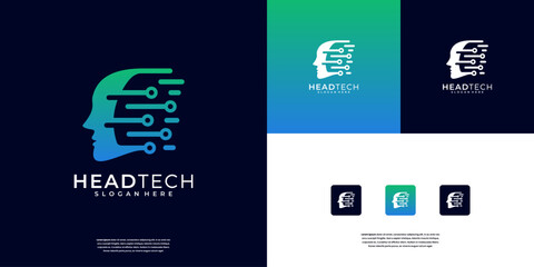 Future artificial intelligence logo design. Abstract smart technology logo design template.