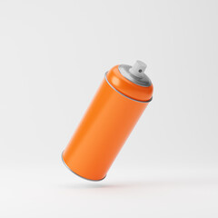 Orange spray paint can isolated over white background. 3d rendering.