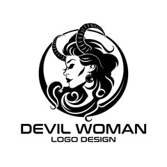 Devil Woman Vector Logo Design