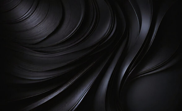 Abstrato fundo cinza escuro e preto com design 3D em camadas cortadas e espaço para texto