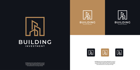 Abstract Real Estate Building Logo Design. Construction, industry, company, property, residential logo design inspiration.