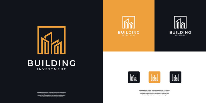 Minimalist construction, industry, company, property, residential logo design template.