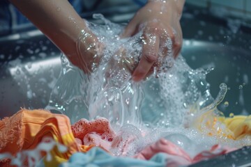 Fototapeta premium washing up of clothes concept,aesthetic view