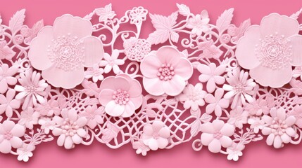A lacey floral pink background with intricate lacework