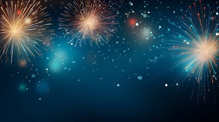 Fototapeta premium Beautiful fireworks background at night for holiday decoration