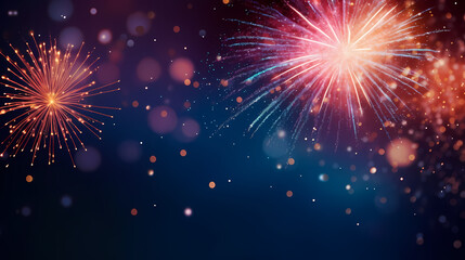 Fototapeta premium Beautiful fireworks background at night for holiday decoration