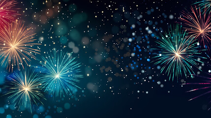 Fototapeta premium Beautiful fireworks background at night for holiday decoration