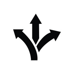 Three-way direction arrow icon road direction sign for graphic design, logo, web site, social media, mobile app, ui illustration. Vector illustration. Eps file 178.