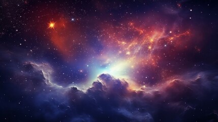 Naklejka premium Space background with realistic nebula and shining stars. Neural network AI generated art