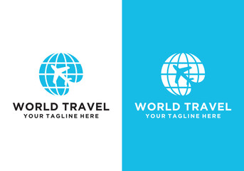 world Travel Logo template, world travel logo with a combination of a globe and a travel airplane