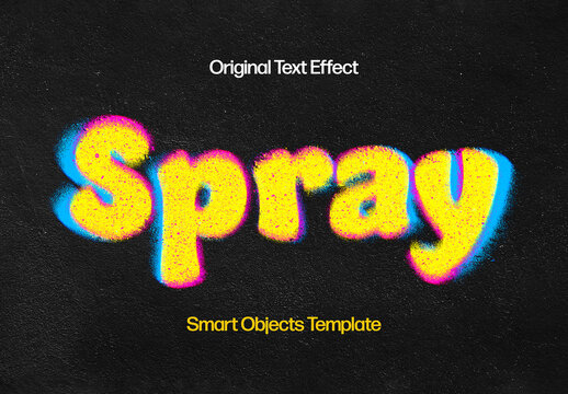 Color Spray Text Effect Mockup