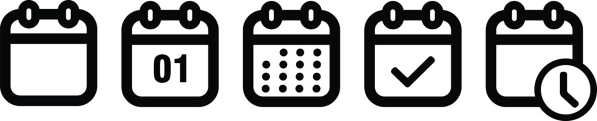 Calendar vector icon collection black