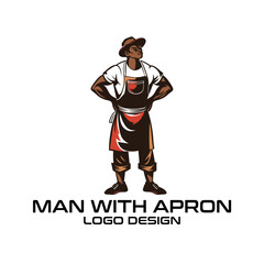 Man With Apron Vector Logo Design