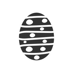Black Easter egg. Vintage silhouette for Easter day, greeting card and design. Isolated vector illustration