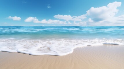 Fototapeta na wymiar Tranquil ocean waves lapping against a sandy shore