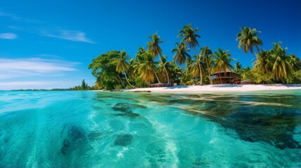 Tropical island hopping, crystal clear waters and palm trees