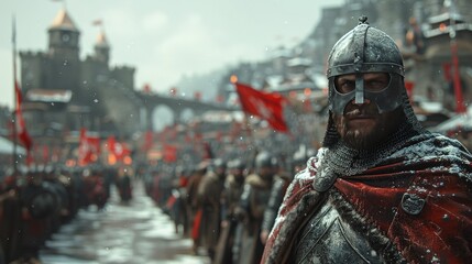 Detailed Medieval Warrior in Action: An Epic Concept Art for Historical Enthusiasts 