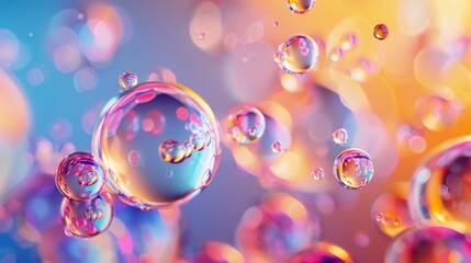 Explosion of colorful 3D bubbles against a vibrant gradient background creating a joyful