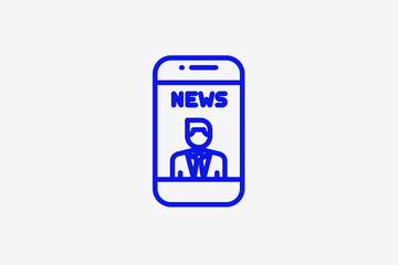 online news illustration in line style design. Vector illustration.	