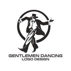 Gentlemen Dancing Vector Logo Design