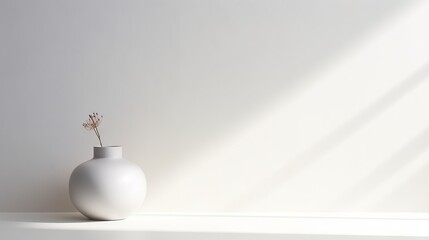 Minimalist white backdrop with soft shadows