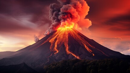 The fiery hues of a volcanic eruption
