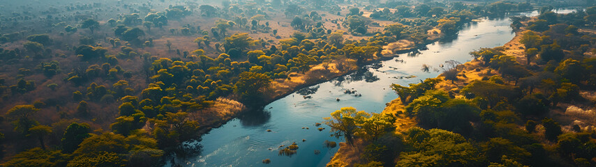 Fototapeta na wymiar African Landscape Drone View . generative ai 